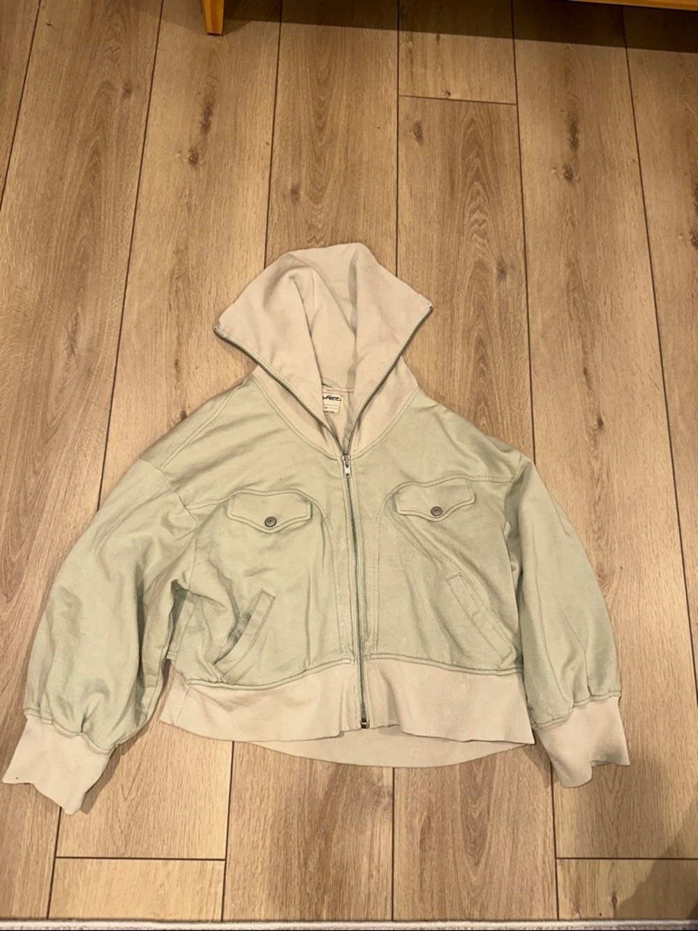 We The Free Light Sage Green Hooded Zip Jacket